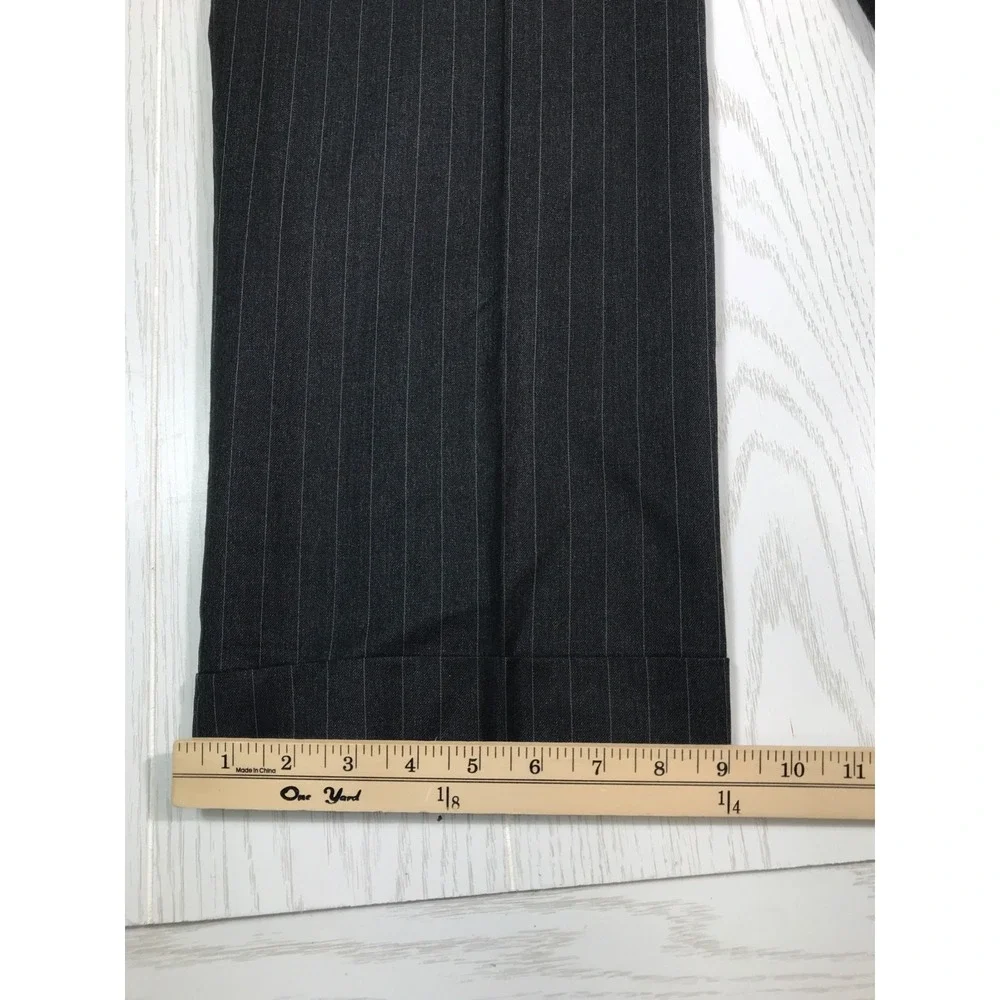 Vintage Bill Blass Pinstripe Suit 42R 34x29 Gray Wool 2 Button Made In USA 90s